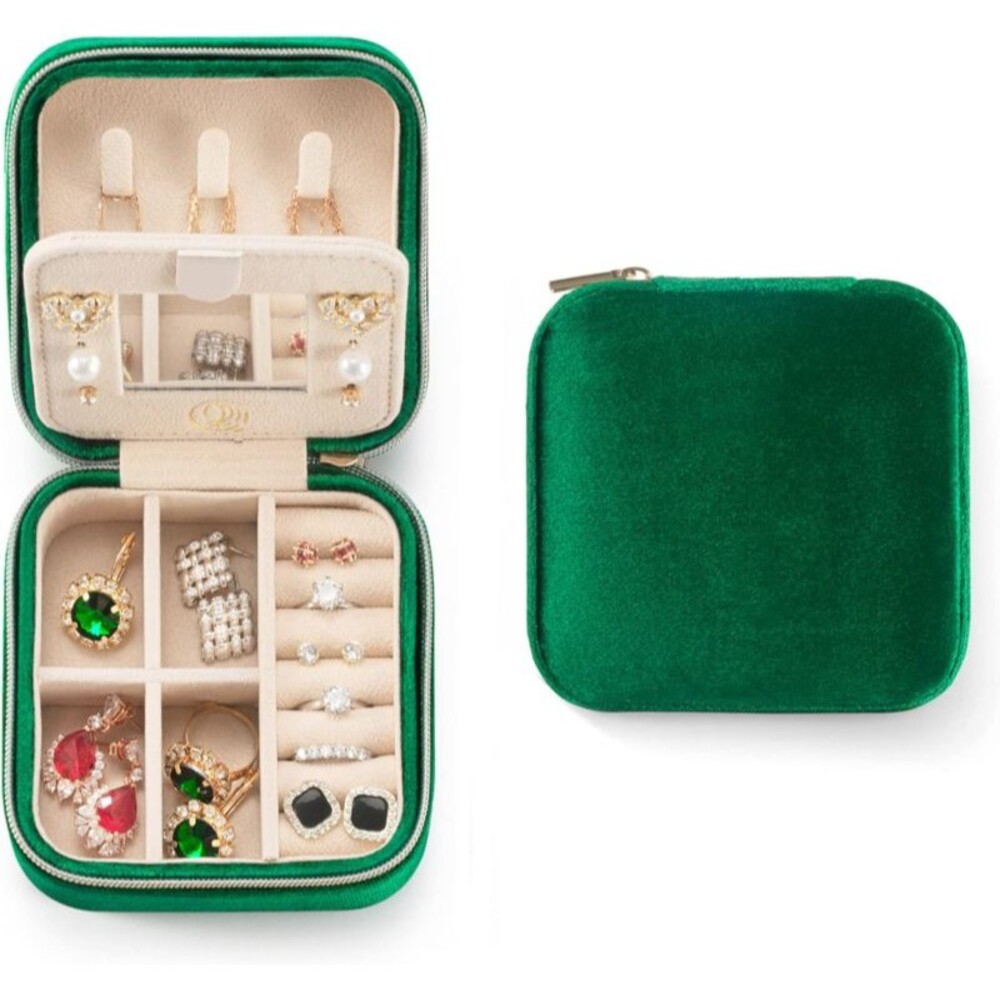 Compact Velvet Travel Jewelry Box Small Elegant & Convenient Storage of Trinkets